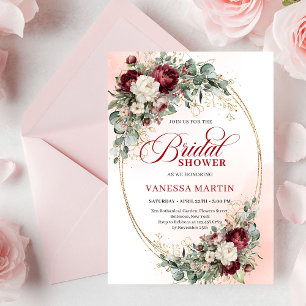 Invitation de mariage élégante burgundy florale do