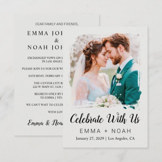 Invitation de mariage élégante classique pour réce (Devant / Derrière)