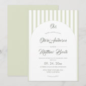 Invitation de mariage élégante classique⎮Rayure sa (Devant / Derrière)