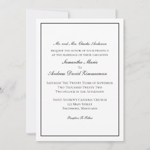 Invitation de mariage élégante classique tradition