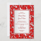 Invitation de mariage élégante coeurs rouges (Devant)