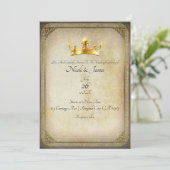 Invitation de mariage élégante Couronne Royale Vin (Debout devant)