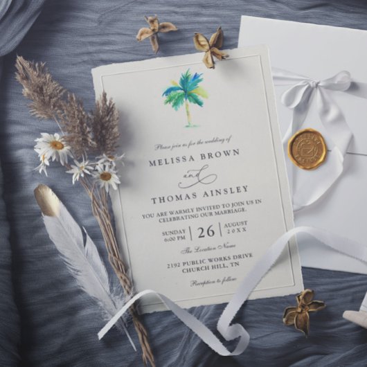 Invitation de mariage élégante de destination de p
