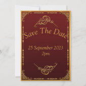 Invitation de mariage élégante, défilement or (Dos)
