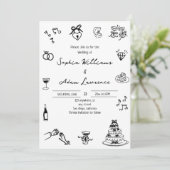 Invitation de mariage élégante dessinée à la main (Debout devant)