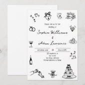 Invitation de mariage élégante dessinée à la main (Devant / Derrière)