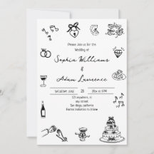 Invitation de mariage élégante dessinée à la main
