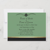 Invitation de mariage élégante en damassé vert pou (Dos)