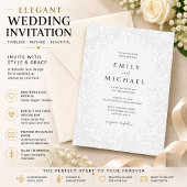 Invitation de mariage élégante en dentelle minimal