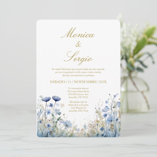 Invitation de mariage élégante en espagnol (Debout devant)