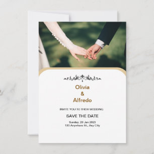 Invitation de mariage élégante en or blanc