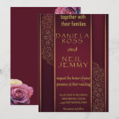 Invitation de mariage élégante en or rose avec foi (Devant / Derrière)