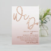 Invitation de mariage élégante en or rose 'We Do' (Debout devant)