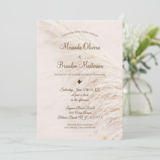 Invitation de mariage élégante et bohème avec herb (Debout devant)