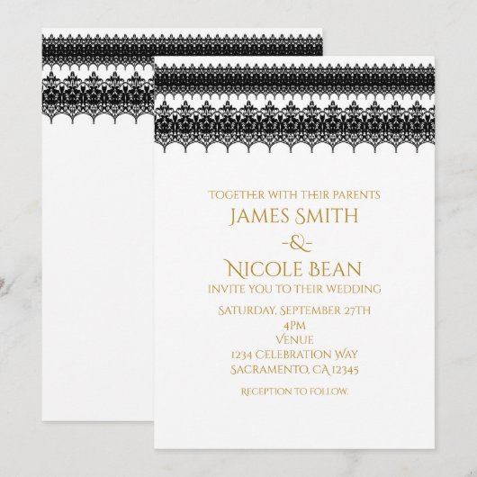Invitation de mariage élégante et classe blanche e (Devant / Derrière)