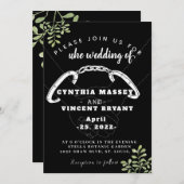 Invitation de mariage élégante et douce noire avec (Devant / Derrière)