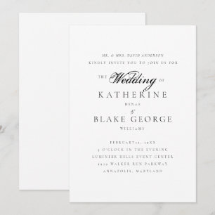Invitation de mariage élégante et gracieuse des pa