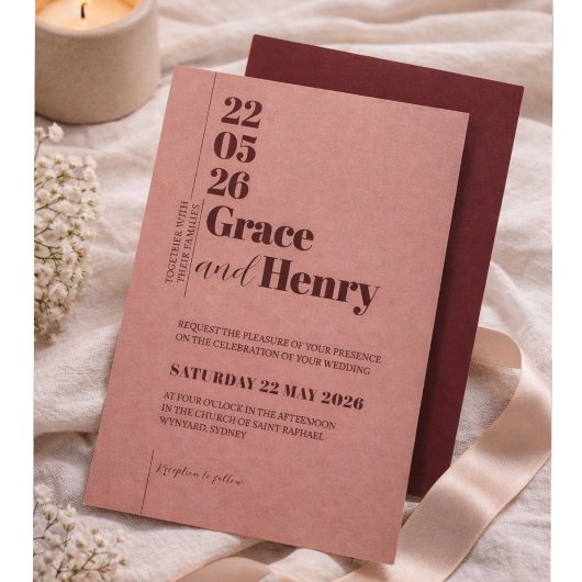 Invitation de mariage élégante et minimaliste