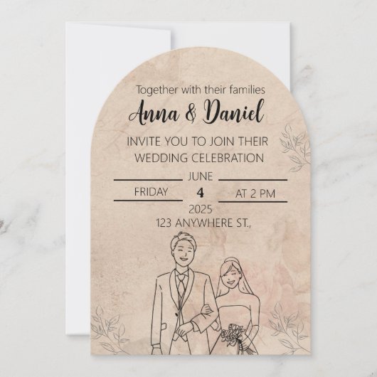 Invitation de mariage élégante et minimaliste avec (Devant)