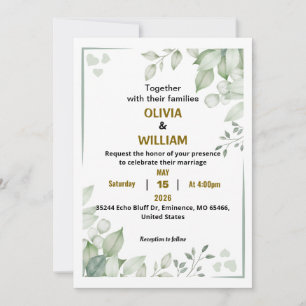 Invitation de mariage élégante et minimaliste en a