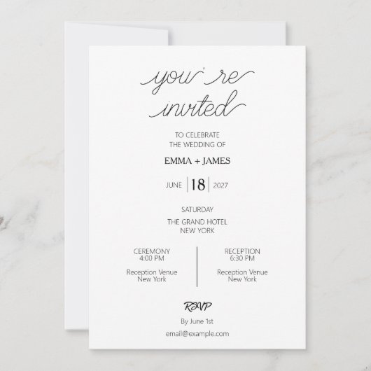 Invitation de mariage élégante et moderne modifiab (Devant)