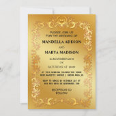 Invitation de mariage élégante et ornée en or (Devant)