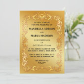 Invitation de mariage élégante et ornée en or (Debout devant)