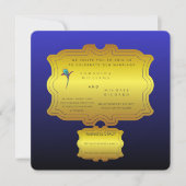 Invitation de mariage élégante et royale bleue mod (Devant)