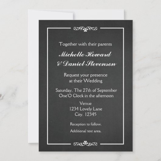 Invitation de mariage élégante et simple à la crai (Devant)