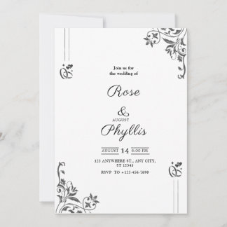 Invitation de mariage élégante et simple en gris a