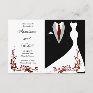 Invitation de mariage élégante et simple, robe de