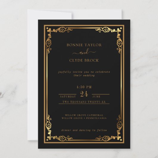 Invitation de mariage élégante et stylée avec une  (Devant)