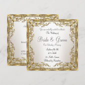 Invitation de mariage élégante et unique en or sép (Devant / Derrière)