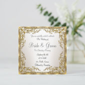 Invitation de mariage élégante et unique en or sép (Debout devant)