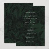 Invitation de mariage élégante et vert foncé (Devant / Derrière)