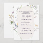 Invitation de mariage élégante Fleur sauvage du pr (Devant / Derrière)
