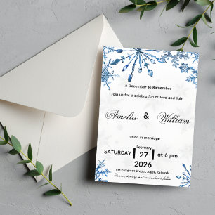 Invitation de mariage élégante flocon de neige aqu