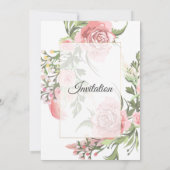 Invitation de mariage élégante, floral rose vintag (Dos)