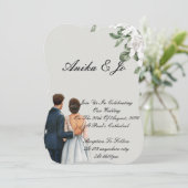 Invitation de mariage élégante florale (Debout devant)