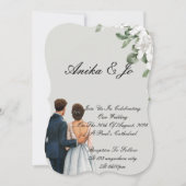 Invitation de mariage élégante florale (Devant)
