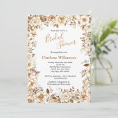 Invitation de mariage élégante florale blanche et (Debout devant)