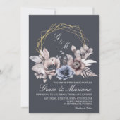 Invitation de mariage élégante florale bleue (Devant)