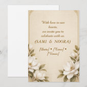 Invitation de mariage élégante florale de Sami & N (Devant / Derrière)