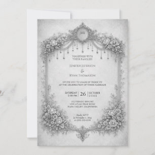 Invitation de mariage élégante florale gothique Ha