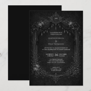 Invitation de mariage élégante florale gothique Ha