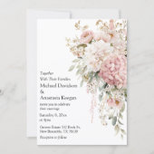 Invitation de mariage élégante florale rose script (Devant)