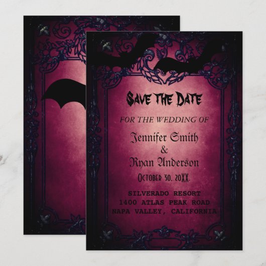 Invitation de mariage élégante gothique à conserve (Devant / Derrière)