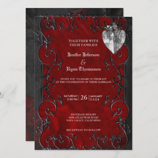 Invitation de mariage élégante gothique Halloween (Devant / Derrière)