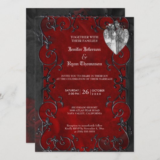 Invitation de mariage élégante gothique Halloween (Devant / Derrière)
