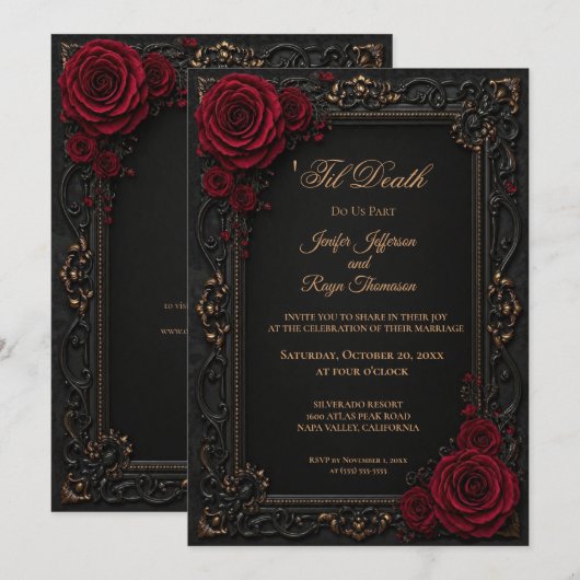 Invitation de mariage élégante gothique vintage (Devant / Derrière)
